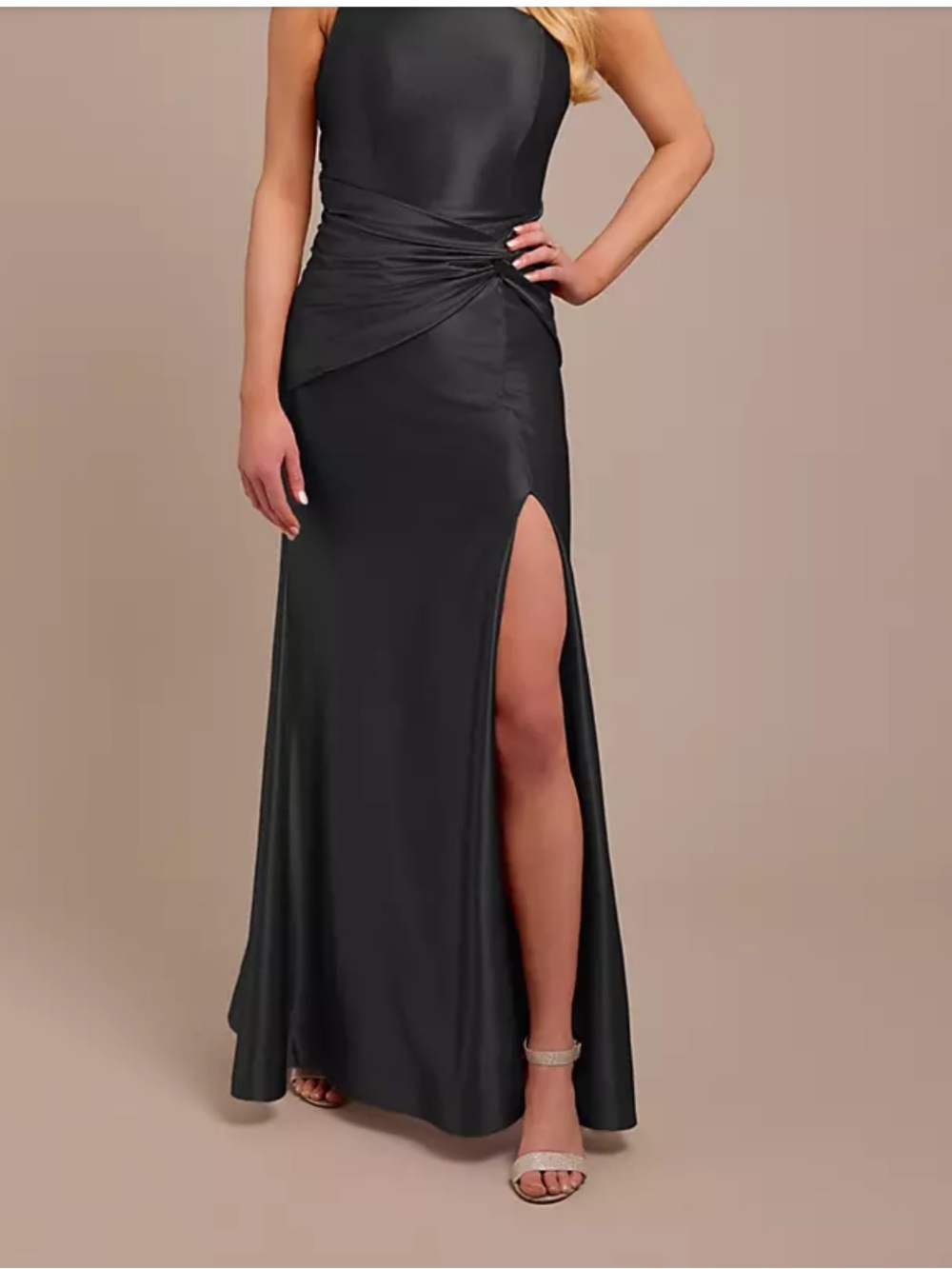 Sculpting Satin One-Shoulder Knot Dress